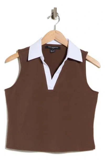 French Connection Contrast Collar Sleeveless Knit Polo