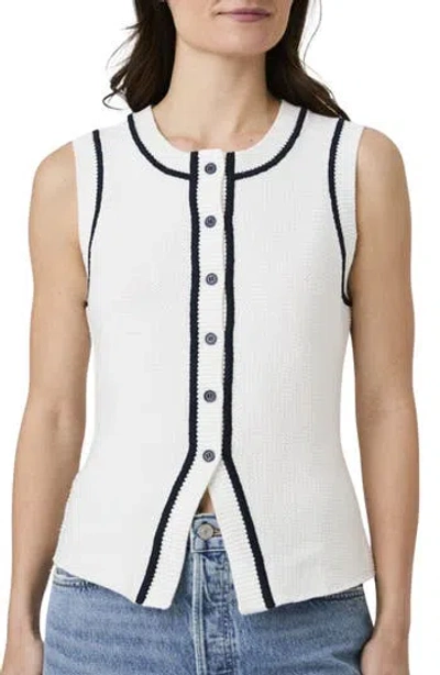French Connection Contrast Piped Sweater Vest In White