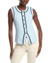 French Connection Contrast Piped Sweater Vest In Multi