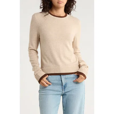French Connection Contrast Trim Sweater In Neutral