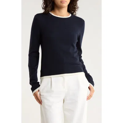 French Connection Contrast Trim Sweater In Blue
