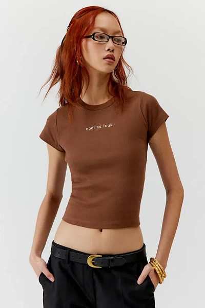 French Connection Cool As Fcuk Baby Tee In Brown, Women's At Urban Outfitters
