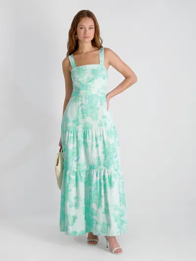 French Connection Cooper Linen Sophie Fleur Maxi Dress In Green