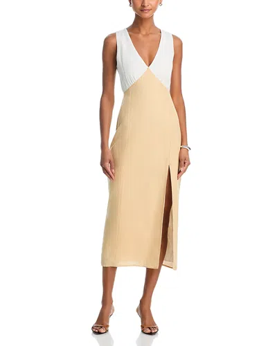 French Connection Cooper Linen V Neck Midi Dress In White