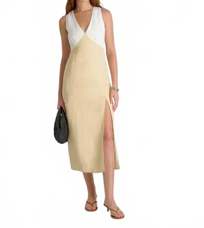 French Connection Cooper Linen V Neck Midi Dress In White