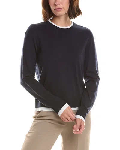French Connection Cosy Contrast Sweater In Navy