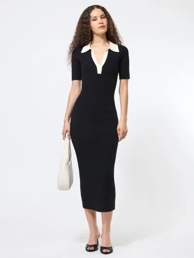 FRENCH CONNECTION COSYSOFT CONTRAST V-NECK MIDI DRESS FRENCH CONNECTION DRESSES,71ZFD0205