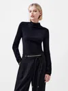 French Connection Cosysoft Fitted High Neck Sweater In Black In Black