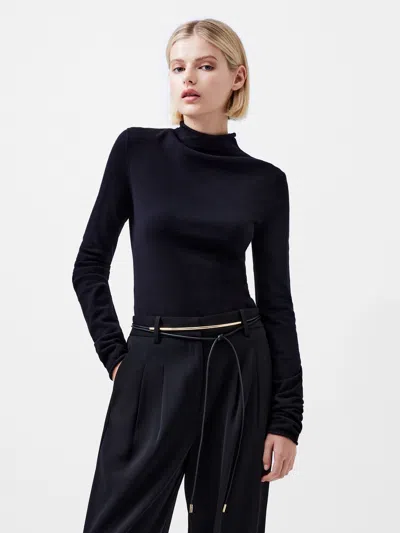 French Connection Cosysoft Fitted High Neck Sweater In Black