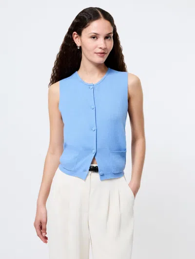 French Connection Cosy Soft Knit Vest Top In Thistle Blue In Multi