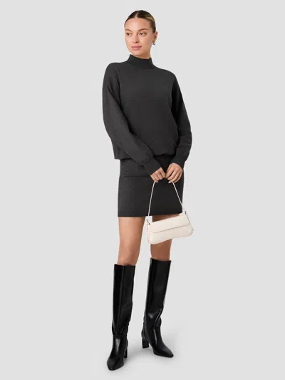 French Connection Cosysoft Long Sleeve Blouson Waist Mini Dress In Champagne