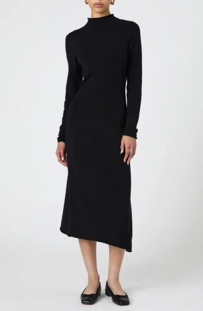 French Connection Cosysoft Long Sleeve Slit Sweater Dress In Black