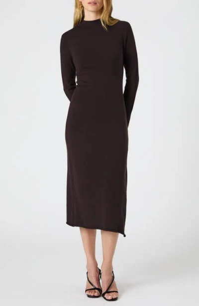 French Connection Cosysoft Long Sleeve Slit Sweater Dress In Chocolate Ganache