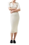 French Connection Cosysoft Polo Rib Midi Sweater Dress In Classic Cream