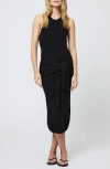 French Connection Cosysoft Tie Front Racerback Midi Dress In 01-black