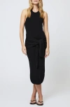 French Connection Cosysoft Tie Front Racerback Midi Dress In 01-black