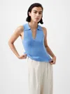 French Connection Cosysoft V Neck Knit Tank Top In Blue