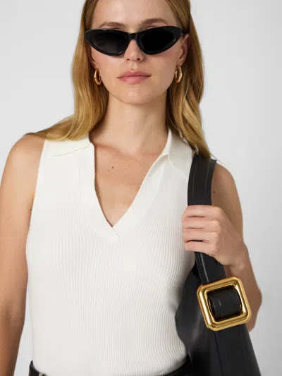 French Connection Cosysoft V Neck Sleeveless Sweater  Knitwear In White