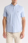 French Connection Cotton Oxford Short Sleeve Button-up Shirt In Sky