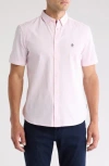 French Connection Cotton Oxford Short Sleeve Button-up Shirt In Soft Pink