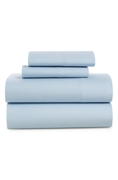 French Connection Cotton Percale 4-piece Bed Sheet Set In Blue