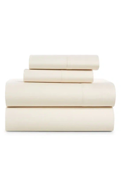 French Connection Cotton Percale 4-piece Bed Sheet Set In Snow White