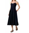 French Connection Pleated Stretch Cotton Sateen Midi Dress In Blue