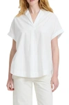 French Connection Poplin Collar Short Sleeve Pullover Top In White