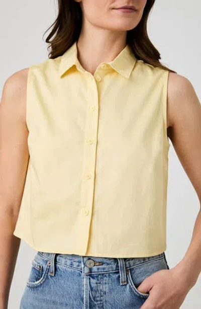 French Connection Cotton Poplin Sleeveless Button-up Top In Yellow