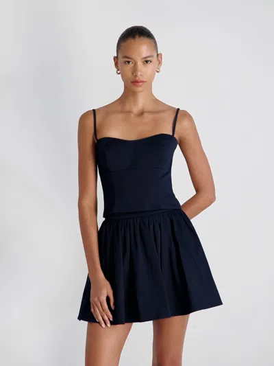 French Connection Cotton Sateen Bustier Cami In Blue