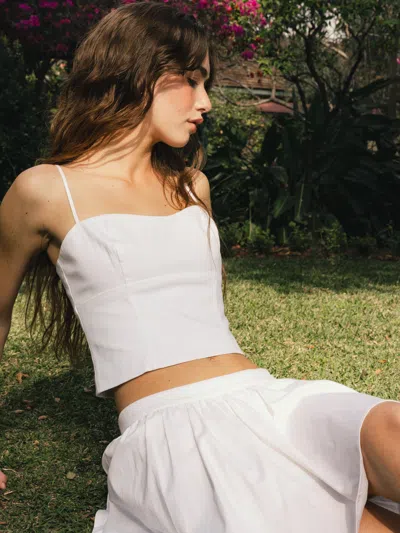 French Connection Cotton Sateen Bustier Cami In White