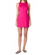 French Connection Cotton Sateen Round Neck Mini Dress In Cerise Pink
