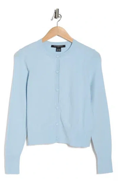 French Connection Covered Button Cardigan In Blue