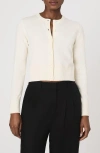 French Connection Crewneck Cardigan Sweater In Porcelin Cream