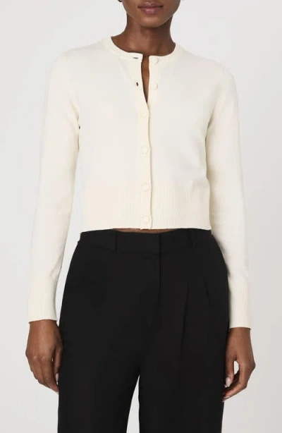 French Connection Crewneck Cardigan Sweater In Porcelin Cream