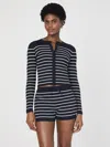 French Connection Stripe Rib Cardigan In Multi