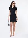 French Connection Crinkle Knit Polo Minidress In Black