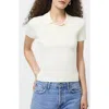 French Connection Crinkle Knit Slim Polo In White