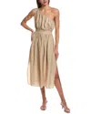 French Connection Faron Midi One Shoulder Dress In Beige
