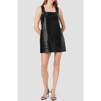 French Connection Croc Embossed Trapeze Minidress In Black