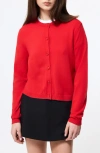 French Connection Crop Cardigan In Red