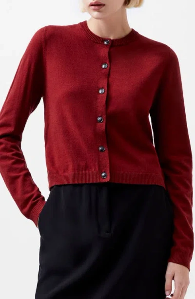 French Connection Crop Cardigan In Red