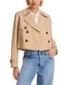 French Connection Cropped Twill Trench Coat In Brown