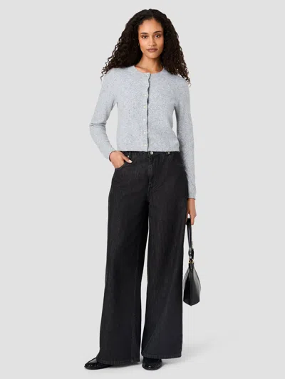 French Connection Dakota Knit Pointelle Cardigan In Medium Heather Grey