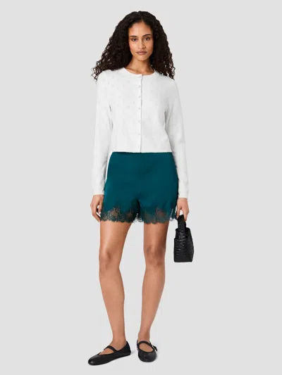 French Connection Dakota Knit Pointelle Cardigan In Medium Heather Grey