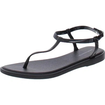 French Connection Dallas Sandal Womens Faux Leather Casual Flip-flops In Black