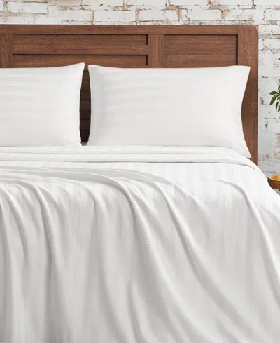 French Connection Damask Stripe 300-thread Count Cotton Sateen 3-pc. Sheet Set, Twin In White