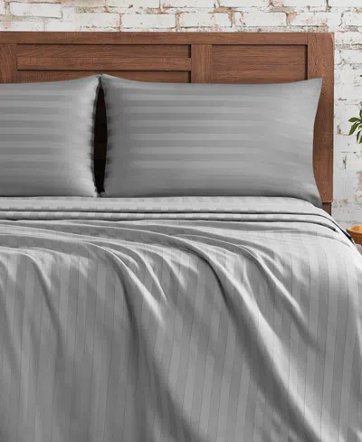 FRENCH CONNECTION DAMASK STRIPE 300-THREAD COUNT COTTON SATEEN 4-PC. SHEET SET, KING