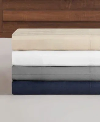 French Connection Damask Stripe 300 Thread Count Cotton Sateen Sheet Set In White