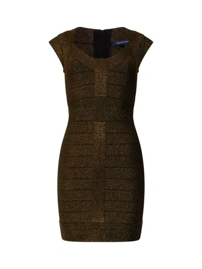 French Connection Danni Crepe Cap Sleeve Dress In Black Bronze In Multi